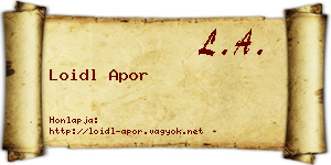 Loidl Apor névjegykártya
